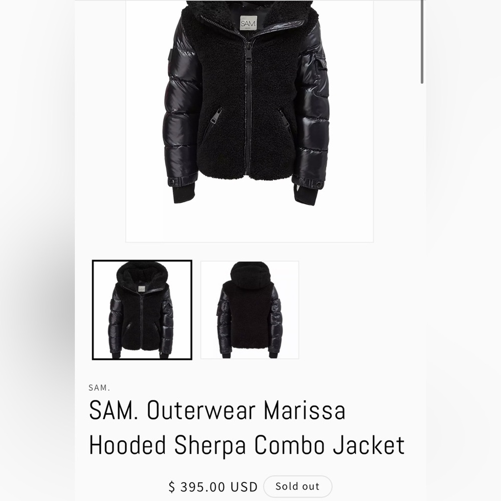 SAM. Outerwear Marissa hooded Sherpa combo jacket.  Worn 2x. Great condition.